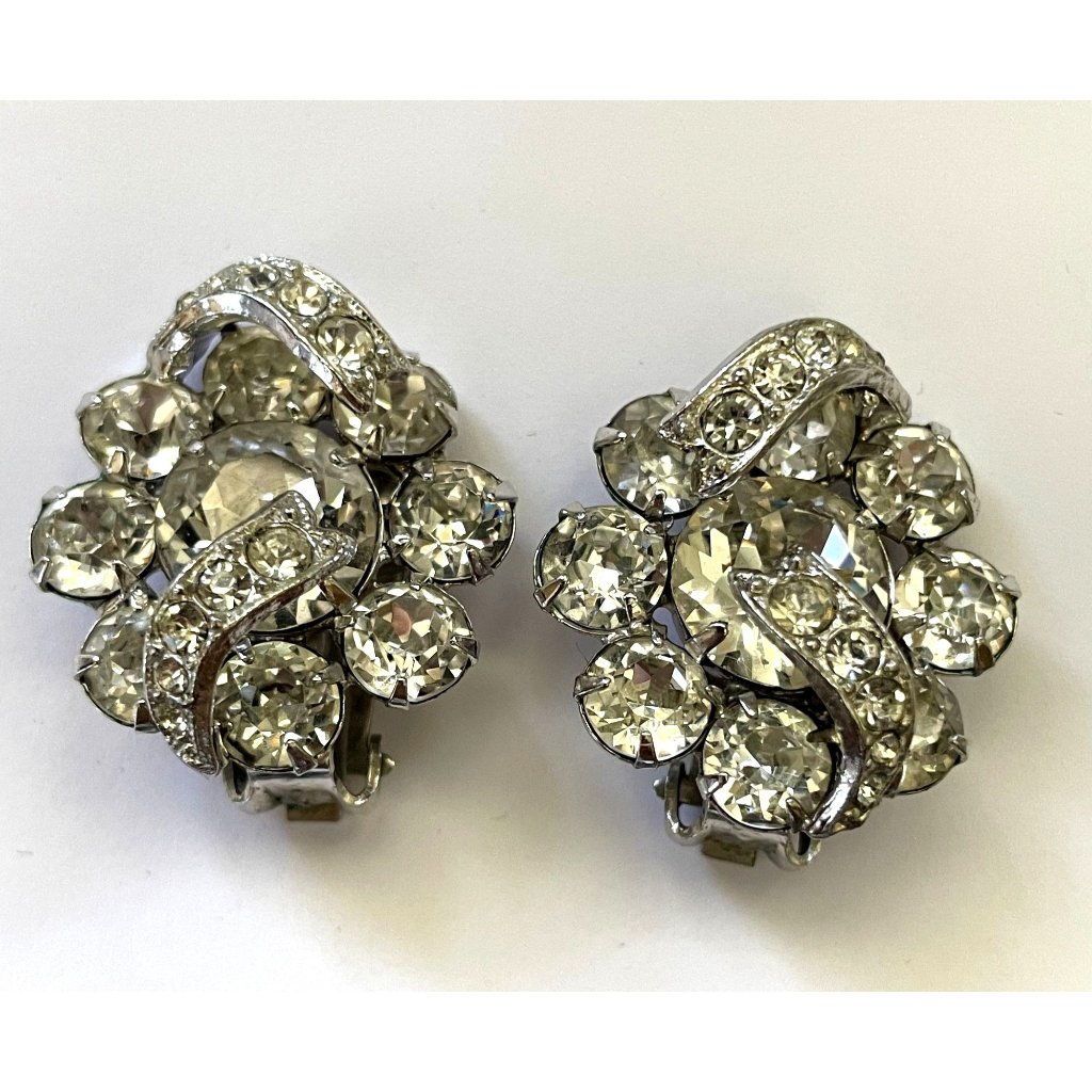 Sparkly Signed Eisenberg Crystal Rhinestone Clip On Earrings 99$